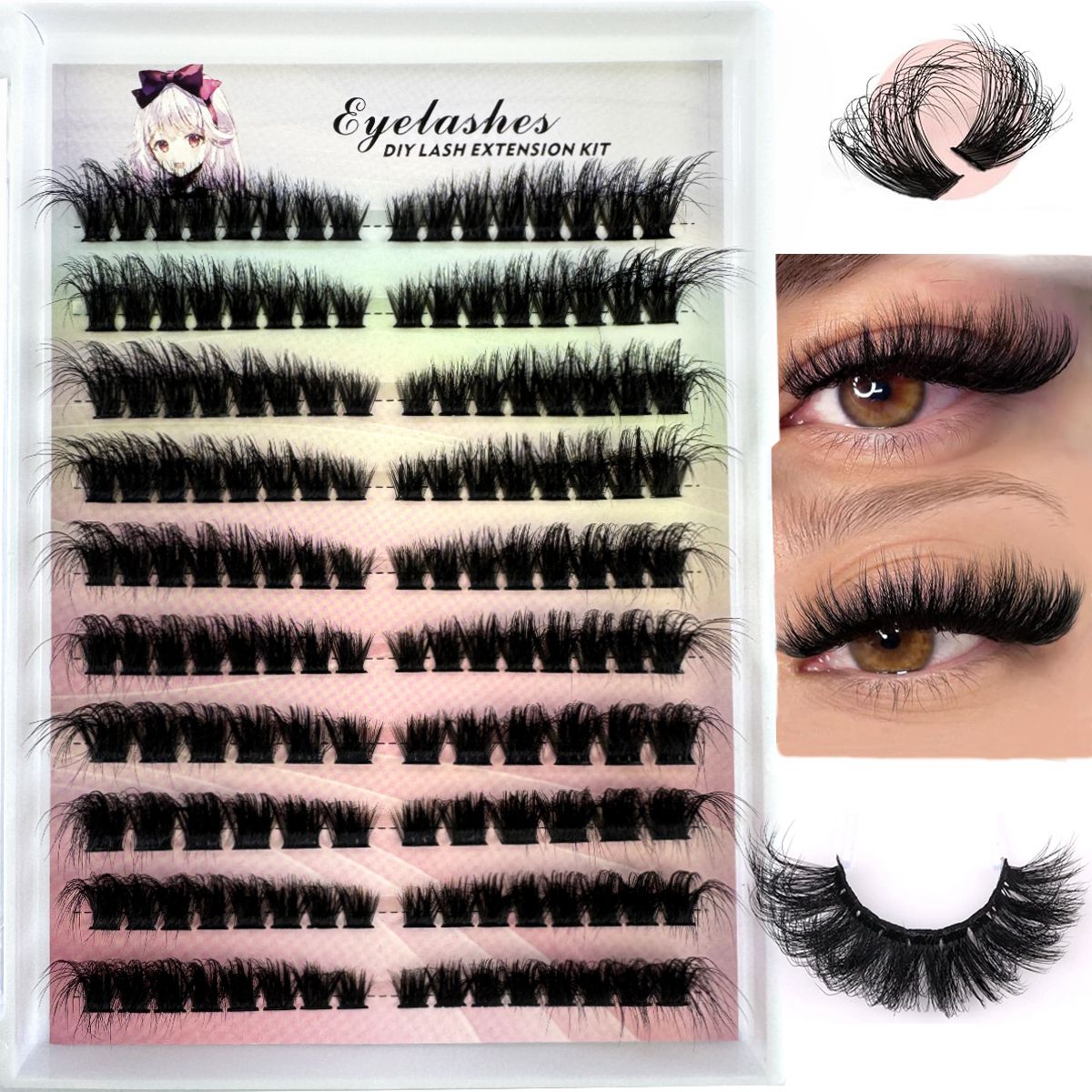 Left+Right Eye Lash Extension  - Eyelash Extension Cat Eye Wispy review and price